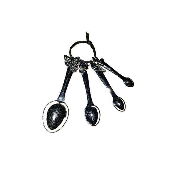Decorative Handles Set Of 4 Measuring Spoons Metal - Picture 7 of 7